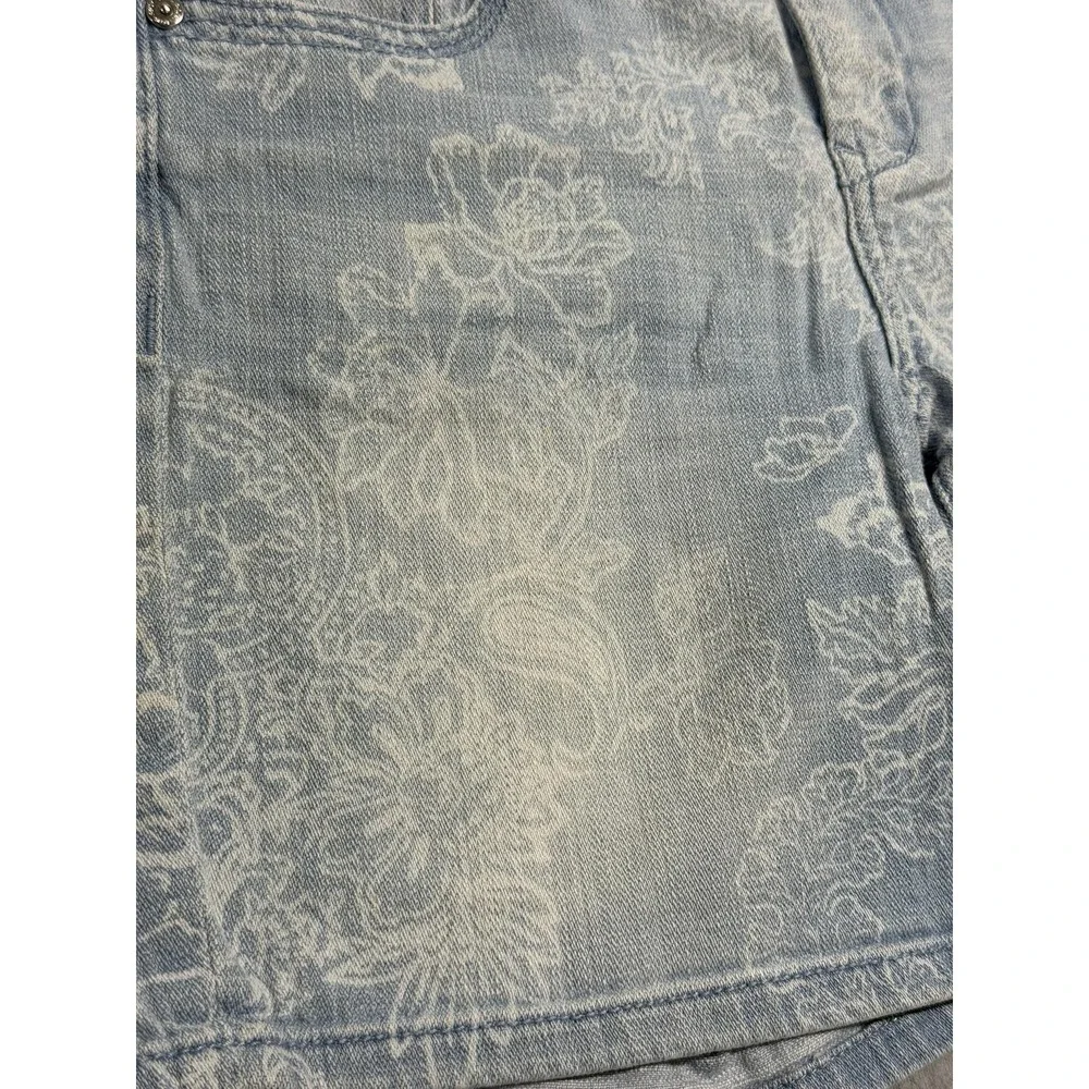 Seven 7 Denim Shorts Womens 4 Light Wash Bermuda Floral Print Stretch Bonnaro‎